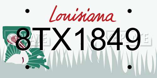 8TX1849 Louisiana License Plate