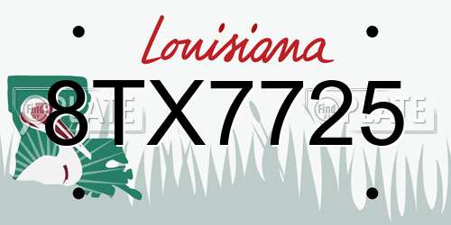 8TX7725 Louisiana License Plate