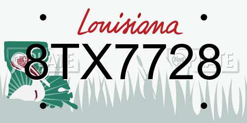 8TX7728 Louisiana License Plate