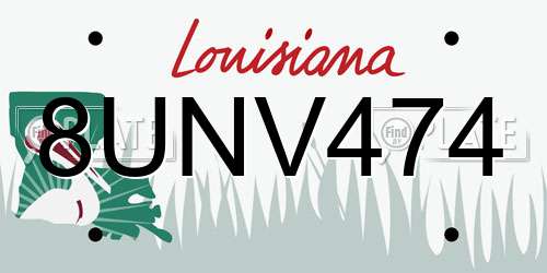8UNV474 Louisiana License Plate
