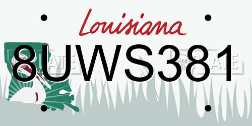8UWS381 Louisiana License Plate