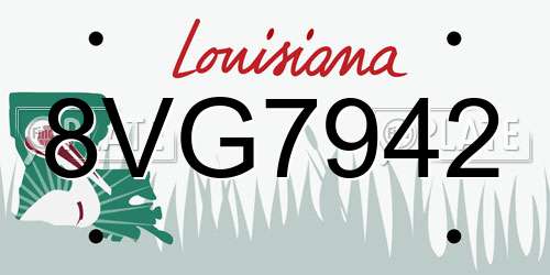 8VG7942 Louisiana License Plate