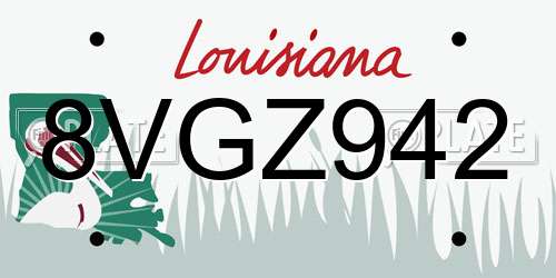 8VGZ942 Louisiana License Plate