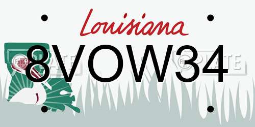8VOW34 Louisiana License Plate