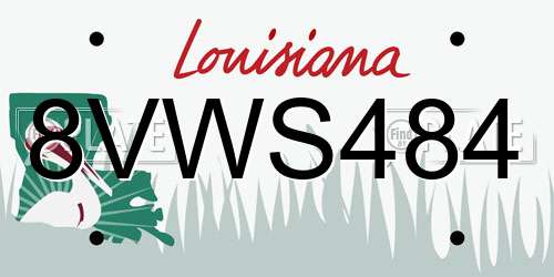 8VWS484 Louisiana License Plate