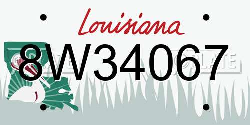 8W34067 Louisiana License Plate