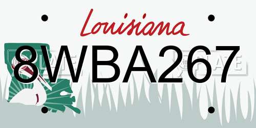 8WBA267 Louisiana License Plate