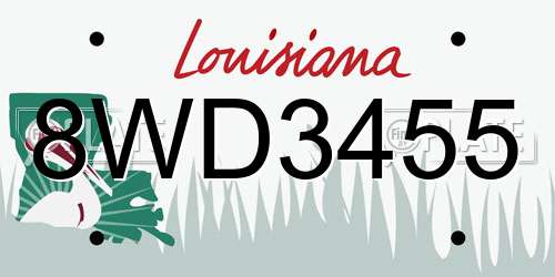 8WD3455 Louisiana License Plate
