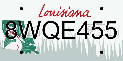 8WQE455 Louisiana License Plate