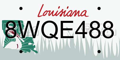 8WQE488 Louisiana License Plate
