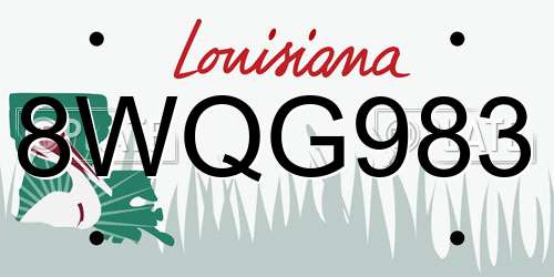 8WQG983 Louisiana License Plate