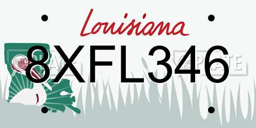 8XFL346 Louisiana License Plate