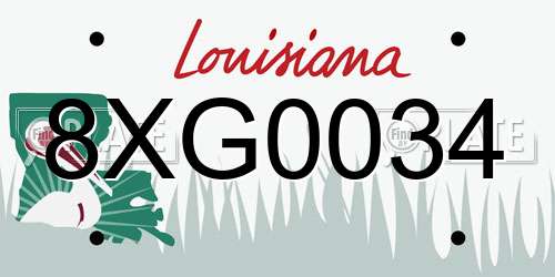 8XG0034 Louisiana License Plate
