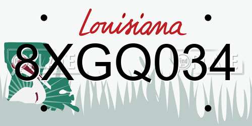8XGQ034 Louisiana License Plate