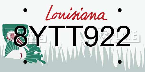 8YTT922 Louisiana License Plate