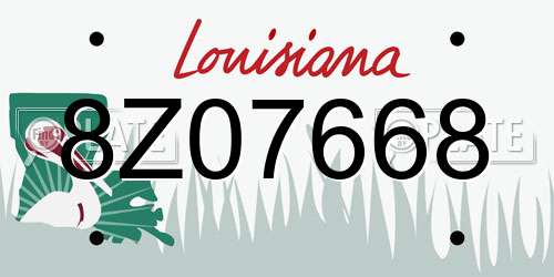 8Z07668 Louisiana License Plate