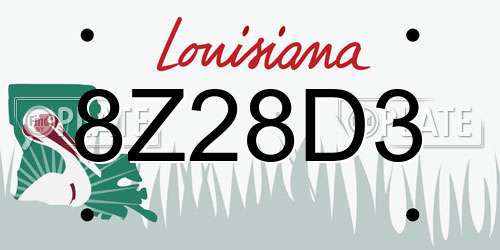 8Z28D3 Louisiana License Plate
