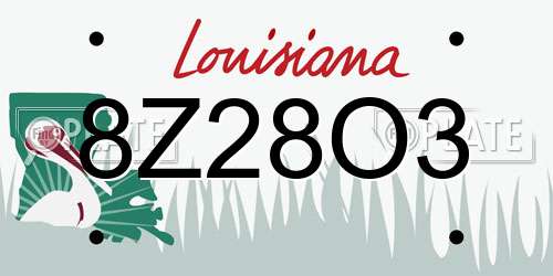 8Z28O3 Louisiana License Plate