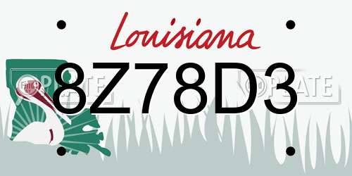 8Z78D3 Louisiana License Plate