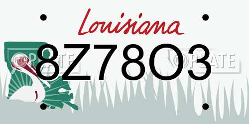 8Z78O3 Louisiana License Plate