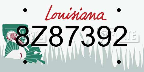 8Z87392 Louisiana License Plate