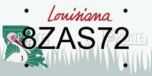 8ZAS72 Louisiana License Plate