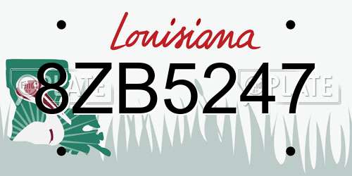 8ZB5247 Louisiana License Plate