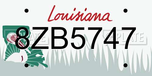 8ZB5747 Louisiana License Plate