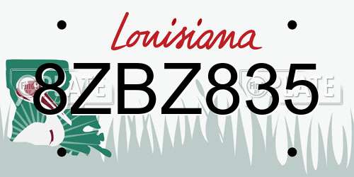 8ZBZ835 Louisiana License Plate