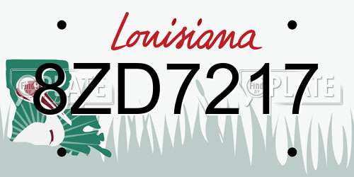 8ZD7217 Louisiana License Plate