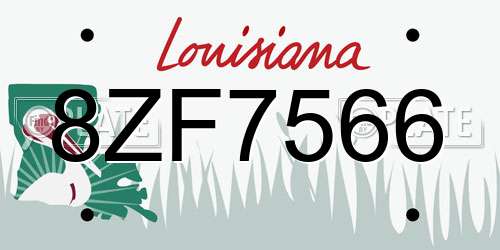 8ZF7566 Louisiana License Plate
