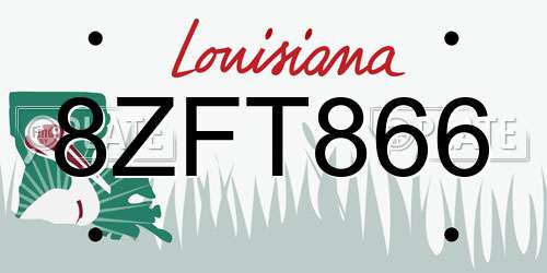 8ZFT866 Louisiana License Plate