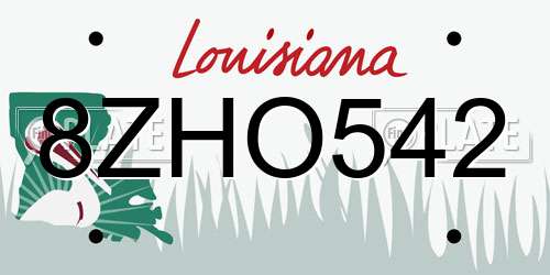 8ZHO542 Louisiana License Plate