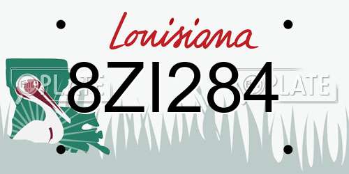 8ZI284 Louisiana License Plate