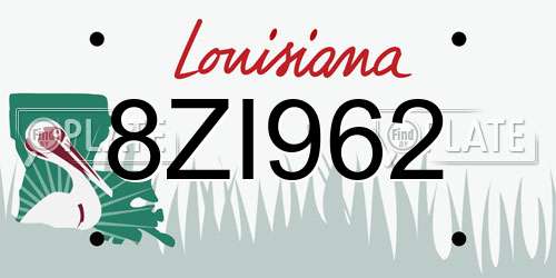 8ZI962 Louisiana License Plate