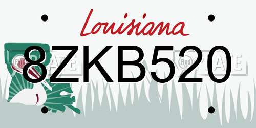 8ZKB520 Louisiana License Plate