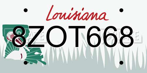 8ZOT668 Louisiana License Plate
