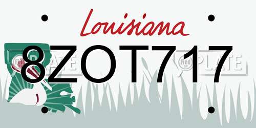 8ZOT717 Louisiana License Plate