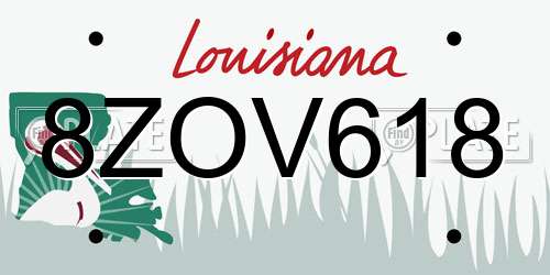 8ZOV618 Louisiana License Plate