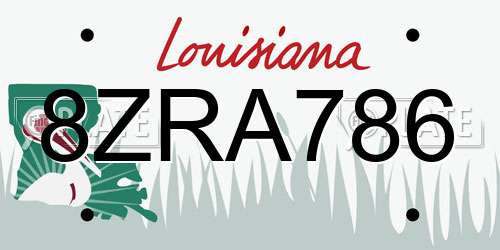 8ZRA786 Louisiana License Plate