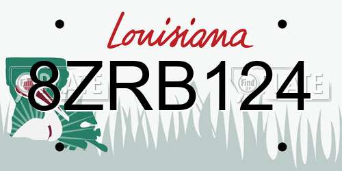 8ZRB124 Louisiana License Plate