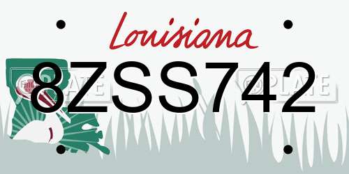 8ZSS742 Louisiana License Plate
