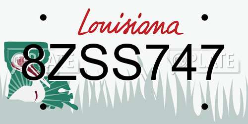 8ZSS747 Louisiana License Plate