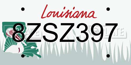 8ZSZ397 Louisiana License Plate