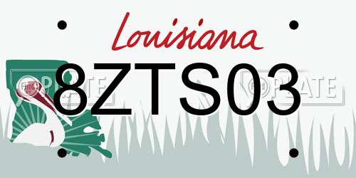 8ZTS03 Louisiana License Plate