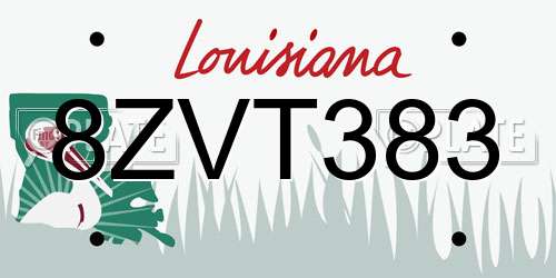 8ZVT383 Louisiana License Plate