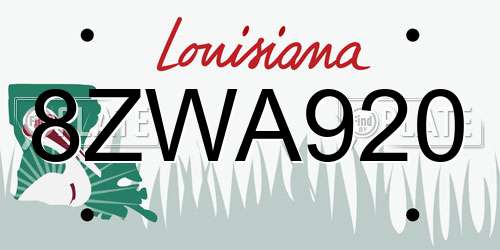 8ZWA920 Louisiana License Plate