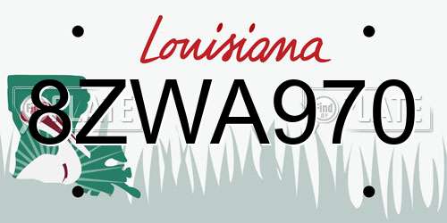 8ZWA970 Louisiana License Plate