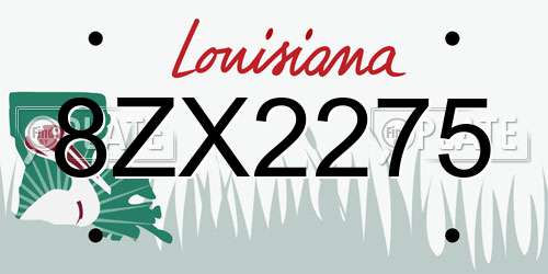 8ZX2275 Louisiana License Plate