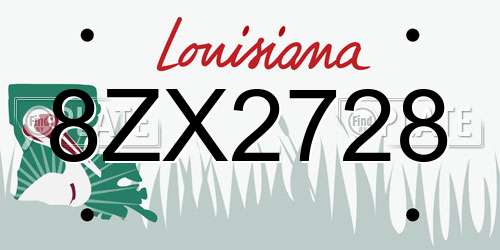 8ZX2728 Louisiana License Plate